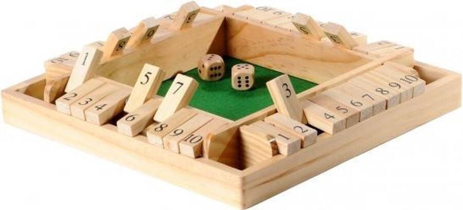 Longfield Games Shut the box 4 spelers bordspel inclusief 2 houten dobbelstenen 29 x 29 x 3 5cm