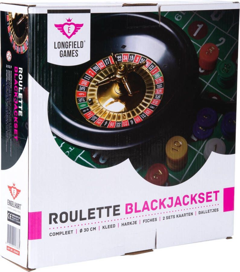 Longfield Games Engelhart roulette blackjack set groen zwart unisex 30 cm