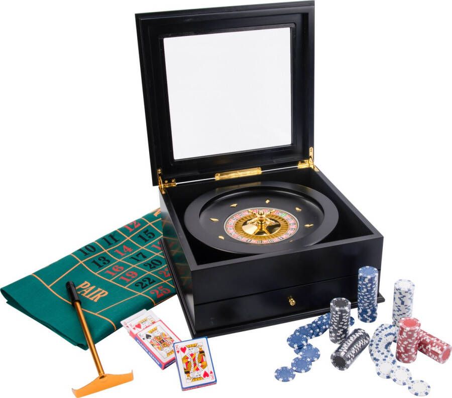 Longfield Roulette set luxe compleet. Verpakt in luxe houten koffer