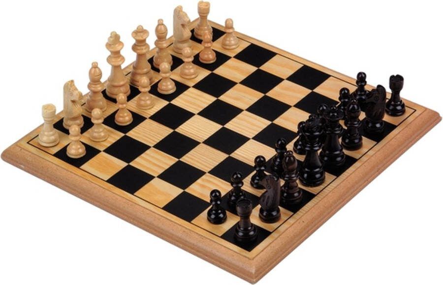 Longfield Schaakspel compleet. Afm. 30 x 30 cm. Hoogte koning 60 mm