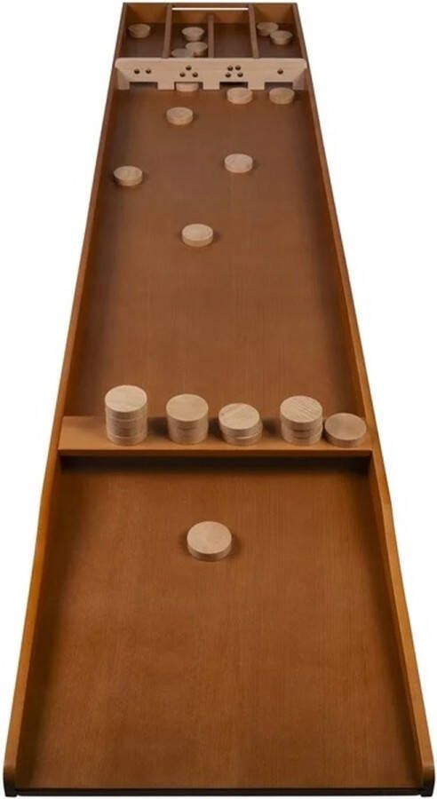 Longfield Sjoelbak Premium Dark Finish 200 cm Wedstrijdsjoelbak met 30 Sjoelstenen