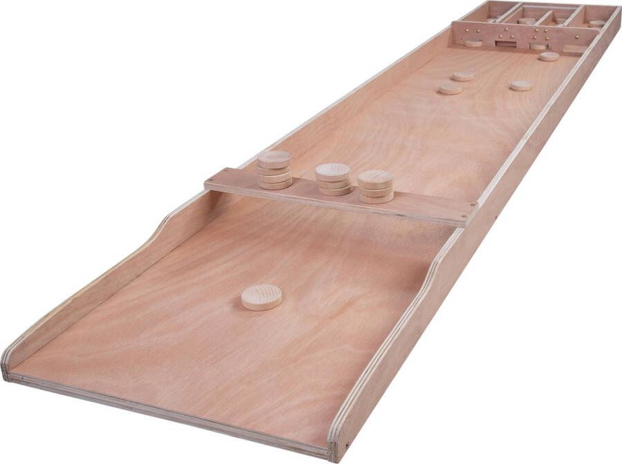 Longfield Games houten sjoelbak 200 x 41 x 7 5 cm hout 30 schijven