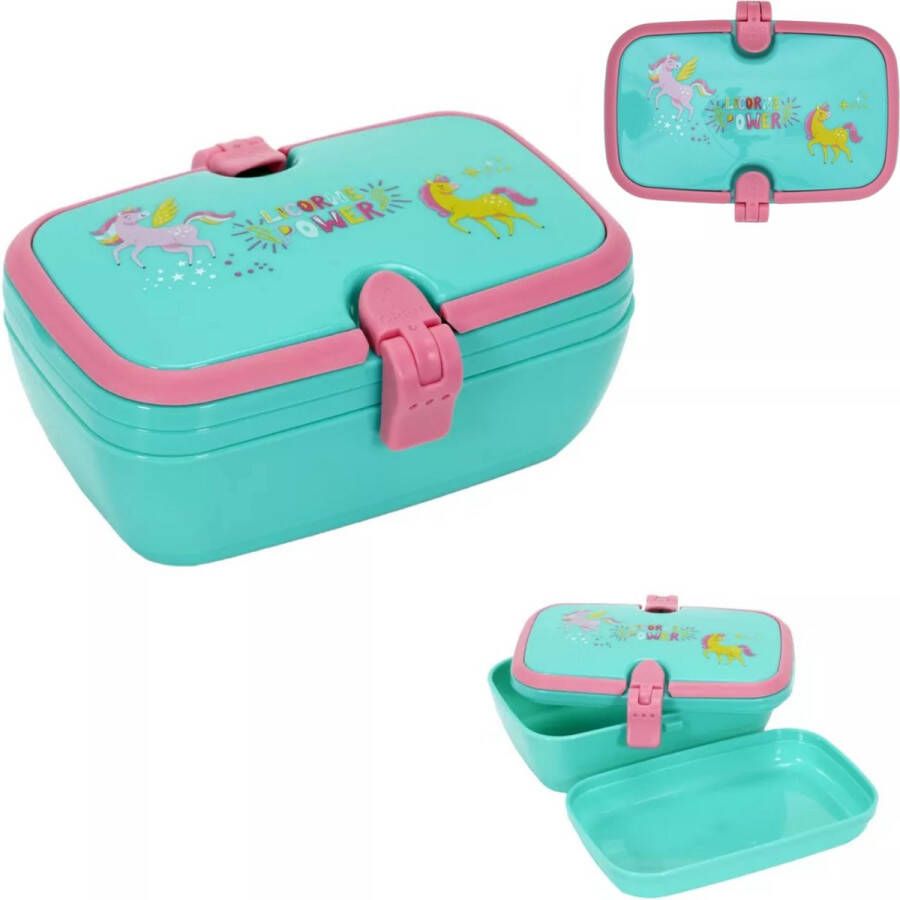 Look Concept Lunch box voor meisjes 16cm Tekeningen van Eenhoorns Groen