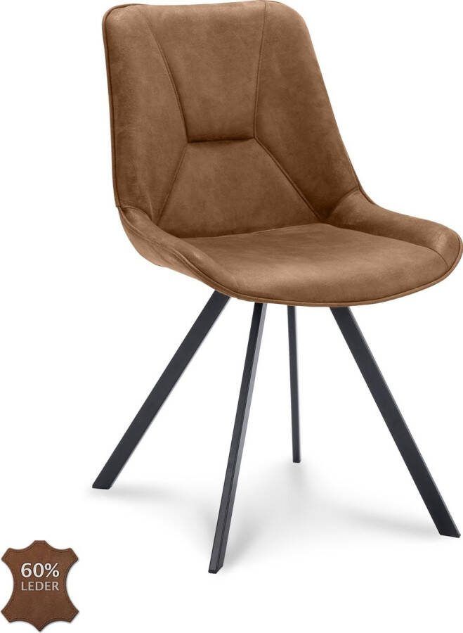 Looliving Eetkamerstoel Blake Bull microleder cognac