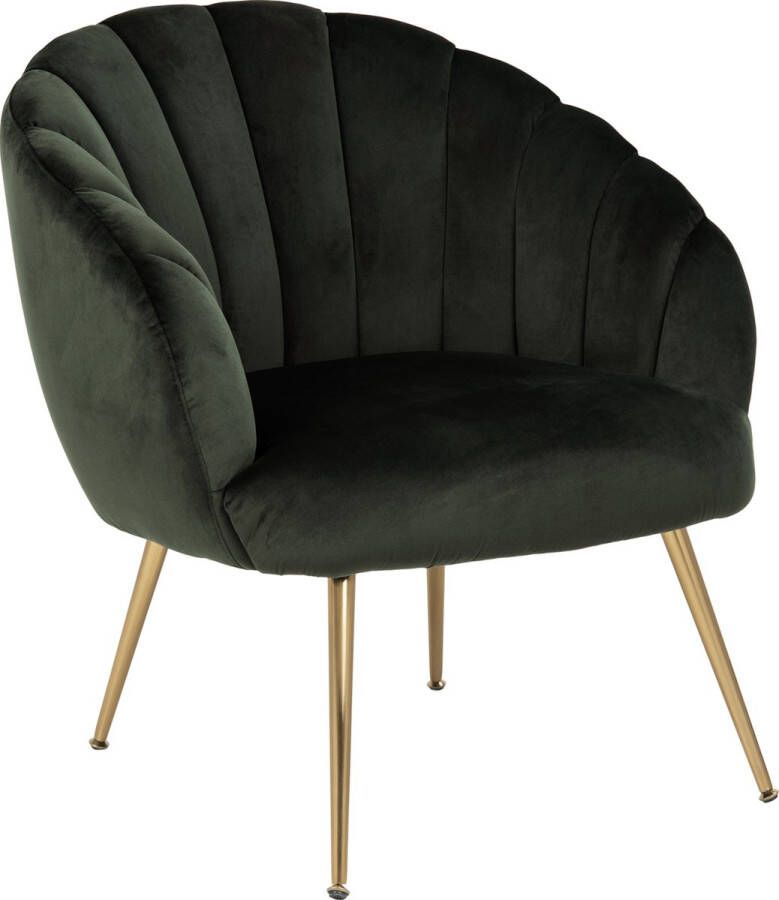 Woonexpress Fauteuil Haarby in luxe groene velours stof met goudkleurige poten