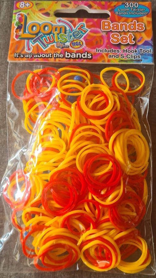 Loom twister Loom Bandjes Mix Oranje Rood 300 stuks Loombandjes Loomelastiekjes Elastiekjes Inlcusief S-Clips Haakjes