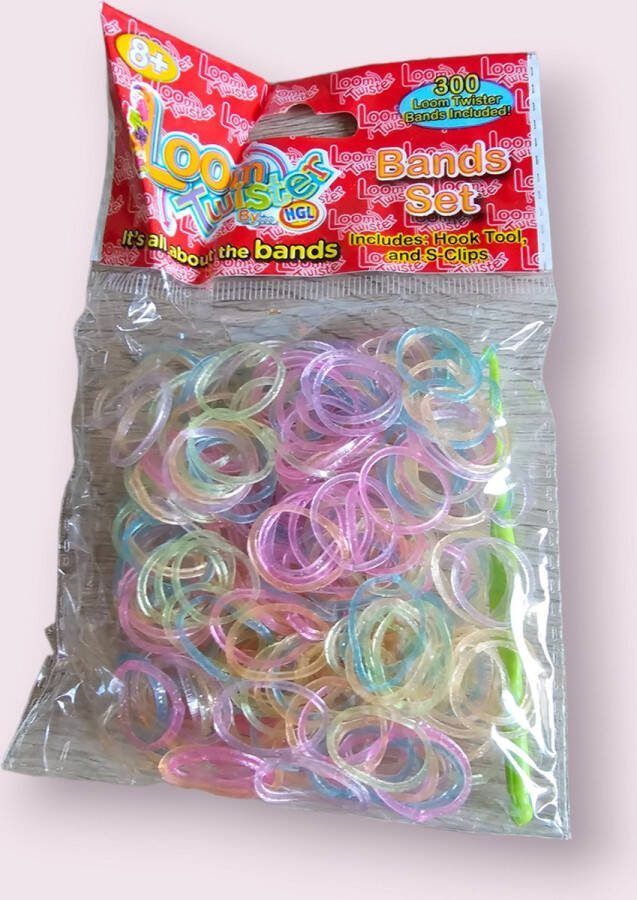 Loom twister Loombandjes doorzichtige kleuren Junior Rubber 300 loom bandjes met sluitstukjes