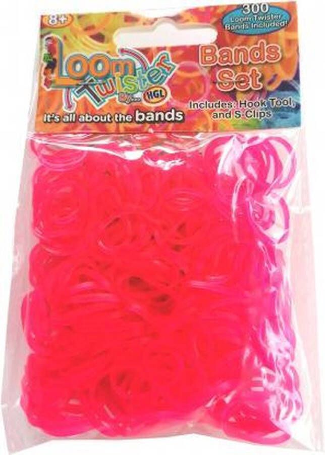Loom twister loombandjes junior rubber roze 300-delig