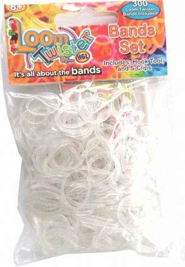 Loom twister loombandjes junior rubber transparant 300-delig