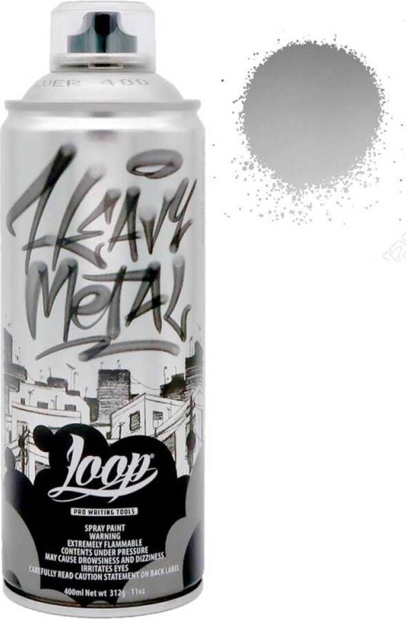 Loop Colors Zilver 400ml Spuitverf Bus Zilveren Metallic spuitbus Graffiti Spuitbussen Voor binnen en buiten