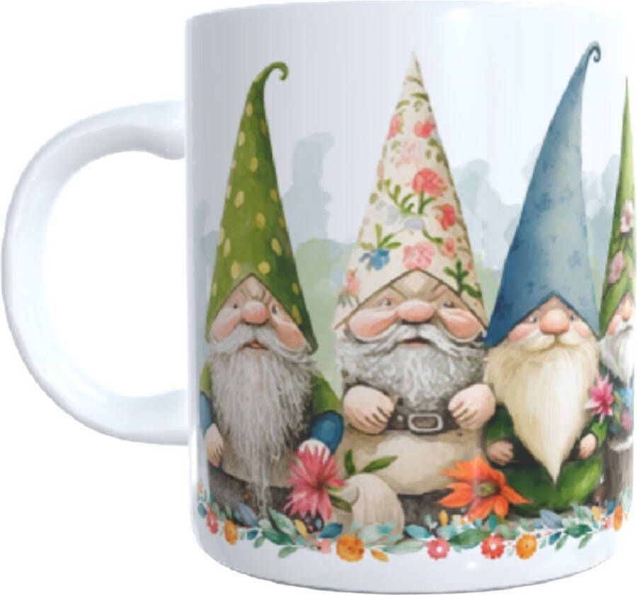 Looster-art&design Koffie beker gnomes kabouters verjaardag geschenk thee mok lief pastel