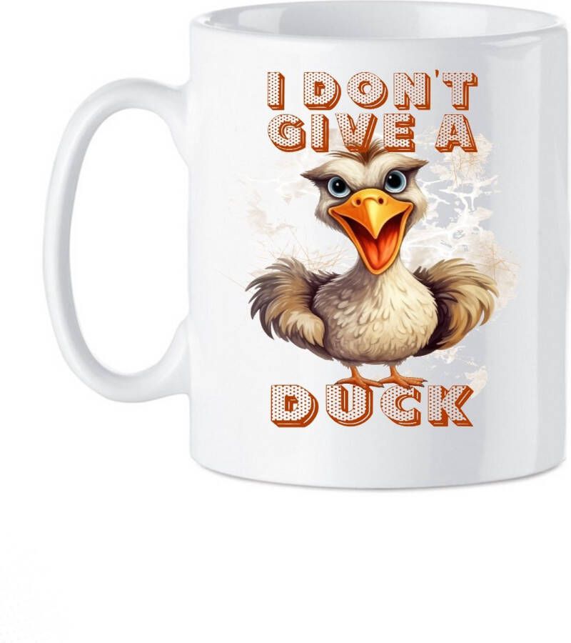 Looster-art&design Koffie beker tekst I don`t give a duck thee mok eend