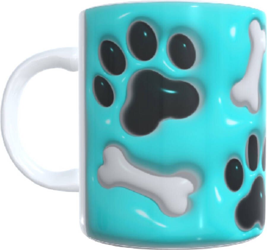 Looster-art&design Koffie beker thee mok 3 d puffy honden poot bot