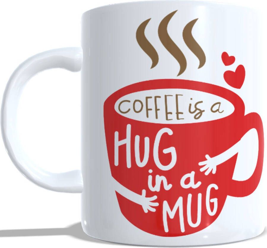 Looster-art&design Koffie beker thee mok coffee is a hug in a mug liefde valentijn