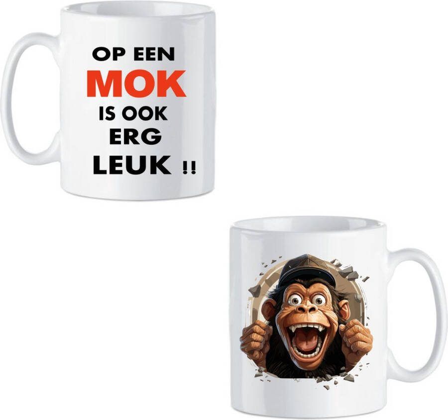 Looster-art&design Koffie beker thee mok geen tekst op een mok is ook leuk afbeelding aap