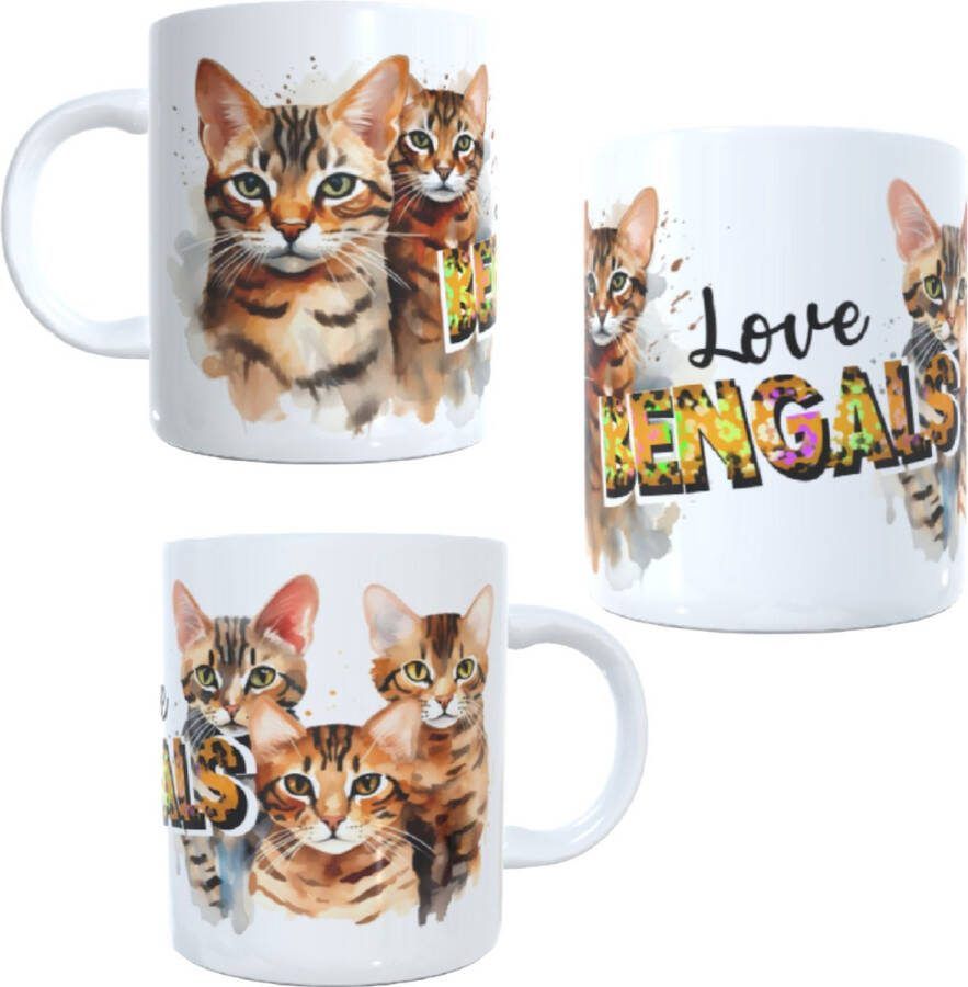 Looster-art&design Koffie beker thee mok katten bengals poes poezen