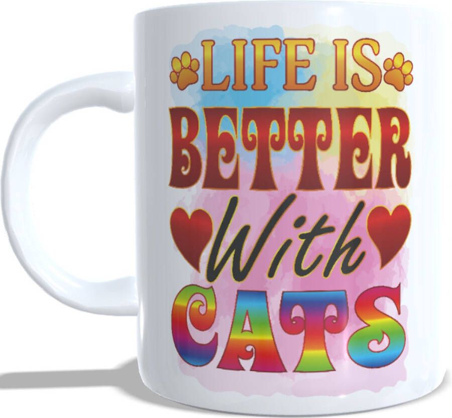 Looster-art&design Koffie beker thee mok life is better with a cat