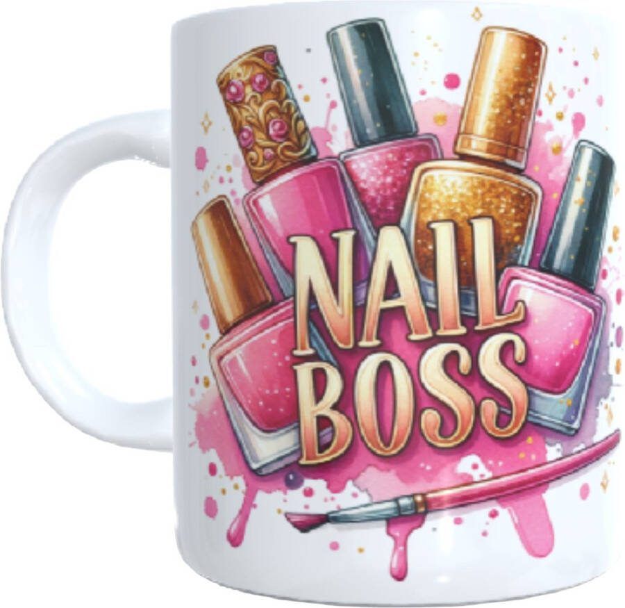 Looster-art&design Koffie beker thee mok nail boss nagelstudio nagelstyliste