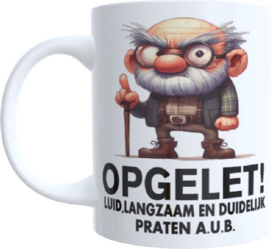 Looster-art&design Koffie Beker Thee mok spreuk opgelet luid duidelijk langzaam praten