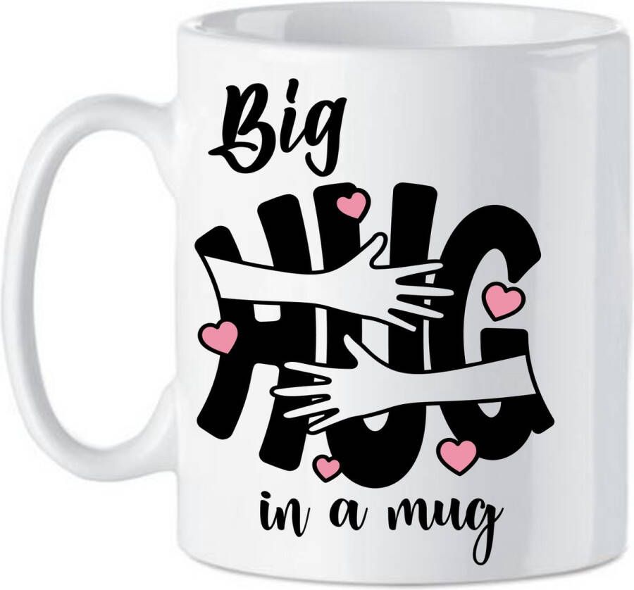 Looster-art&design Koffie beker thee mok spreuk tekst big hug in a mug