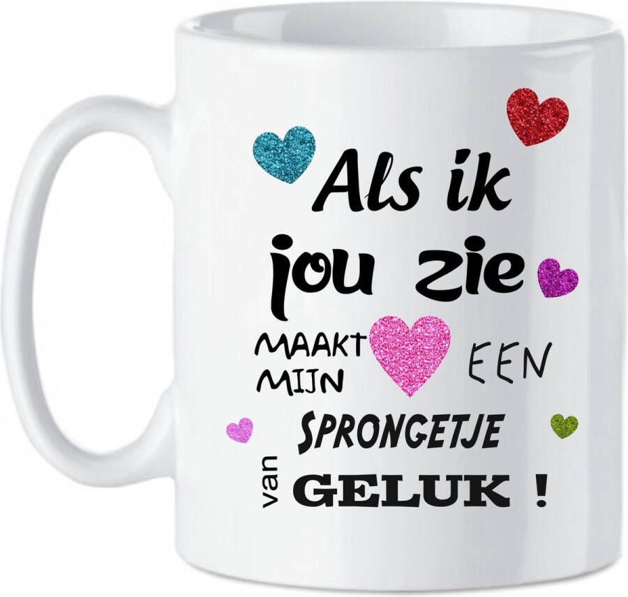 Looster-art&design Koffie beker thee mok tekst als ik jou zie verliefd liefde