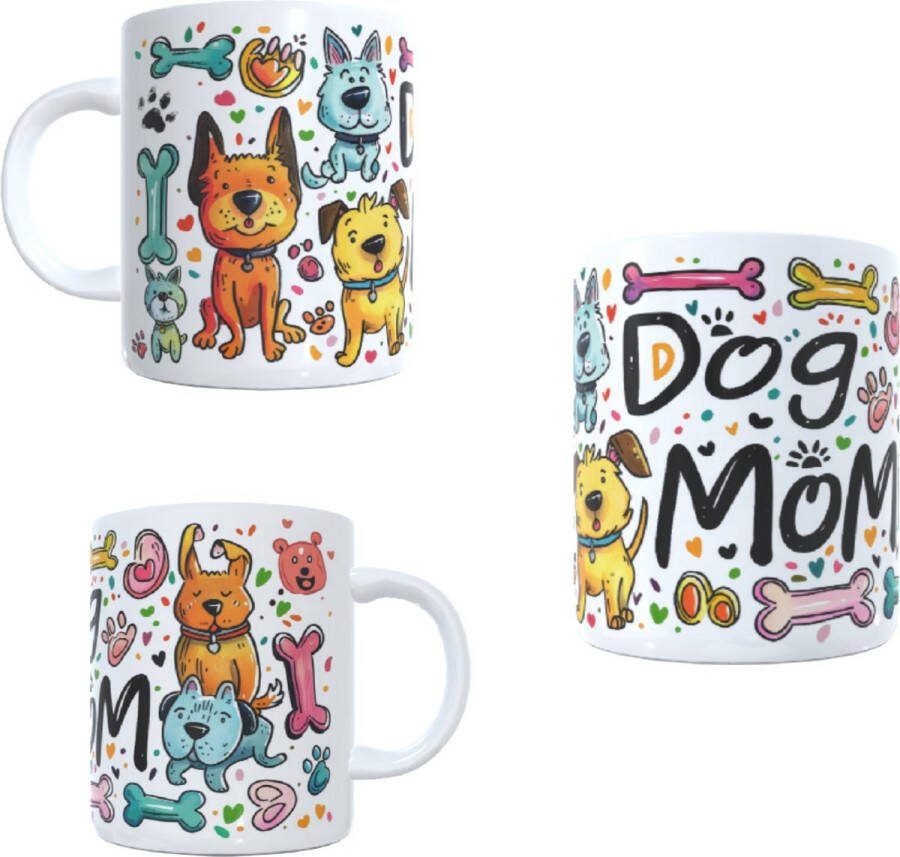 Looster-art&design Koffie beker thee mok tekst dog mom afbeelding