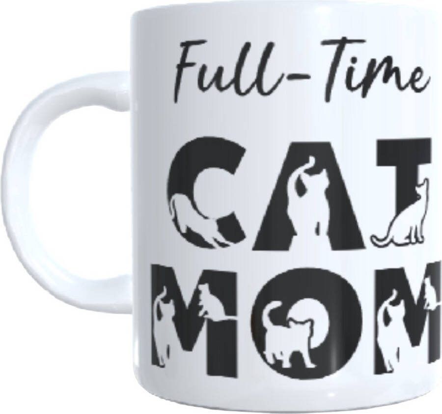 Looster-art&design Koffie beker thee mok tekst full time cat mom