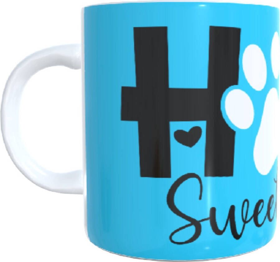 Looster-art&design koffie beker thee mok tekst home sweet home hond dog hondenpoot