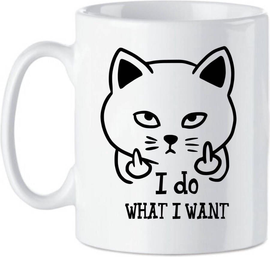 Looster-art&design Koffie beker -thee mok Tekst I do what I want grappige kat