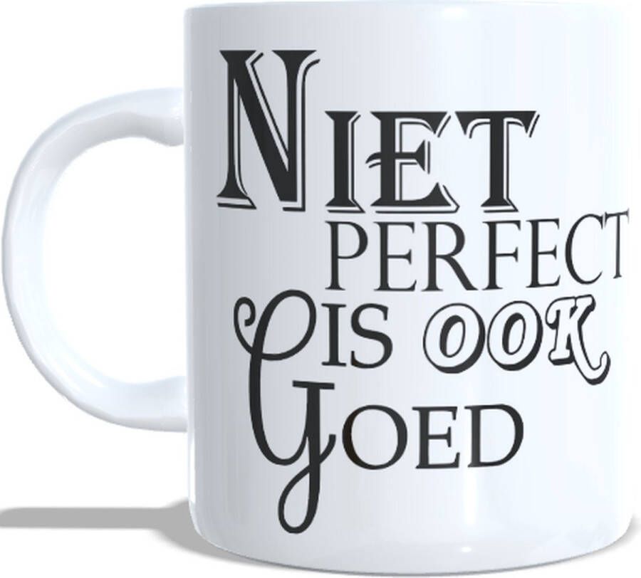 Looster-art&design Koffie beker thee mok tekst spreuk niet perfect is ook goed
