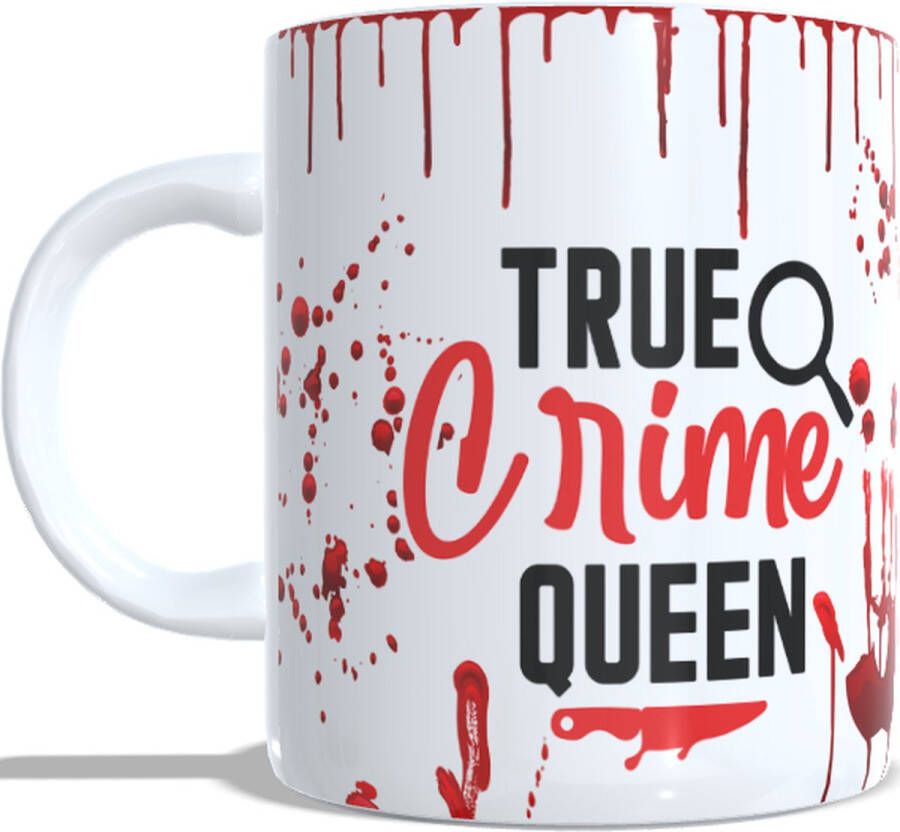 Looster-art&design Koffie beker thee mok True crime queen verjaardag geschenk