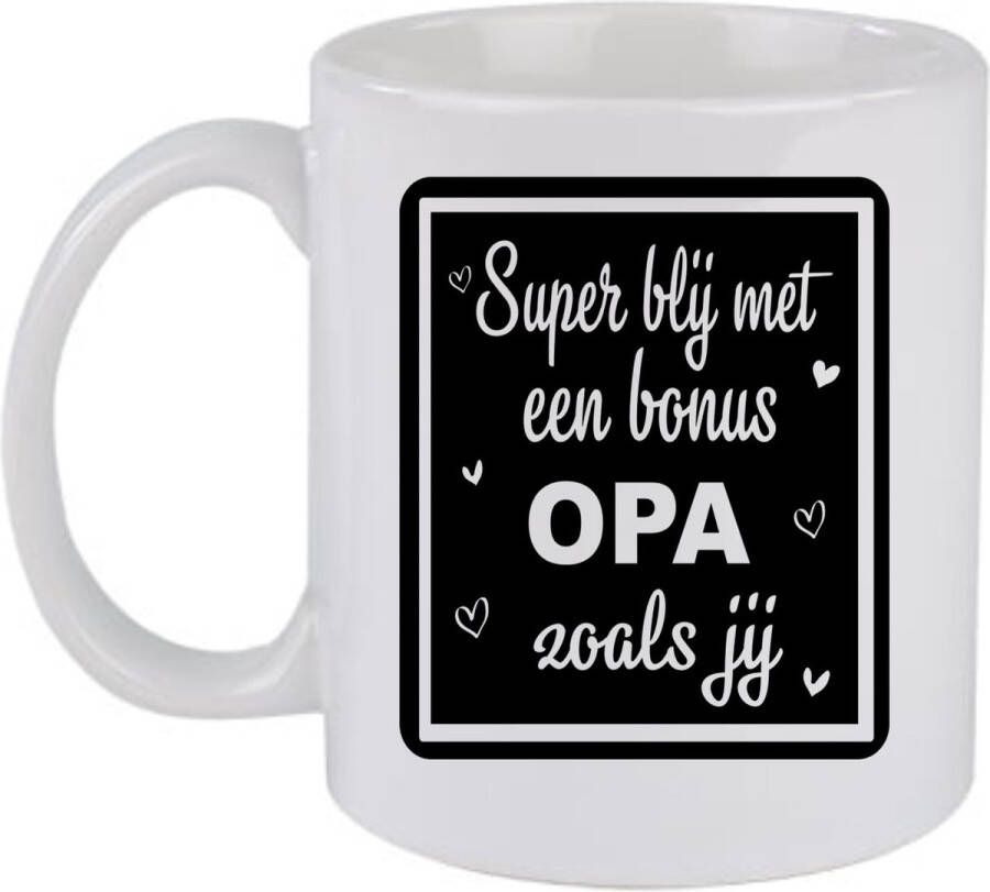 Looster-art&design Koffie beker thee mok vader opa tekst -super blij met een bonus opa zoals jij