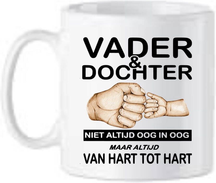 Looster-art&design Koffie beker vader en dochter hart tot hart liefde