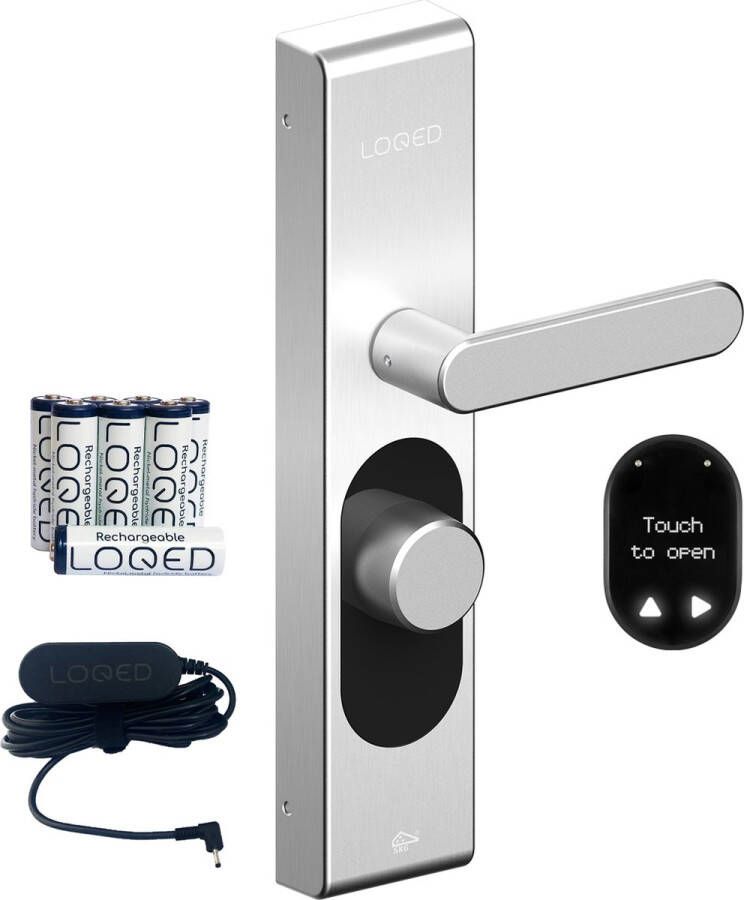 LOQED Bundel Smart Lock & Power Kit Slim Deurslot Smart Home Cilinder & Codetoegang Metaal