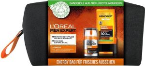 L'Oreal men expert L'Oréal Men Expert geschenkset voor mannen Met douchegel en 24 uur hydraterende crème Met taurine munt en vitamine C Inclusief toilettasje Hydra Energy verzorgingsset 1 x 350 ml