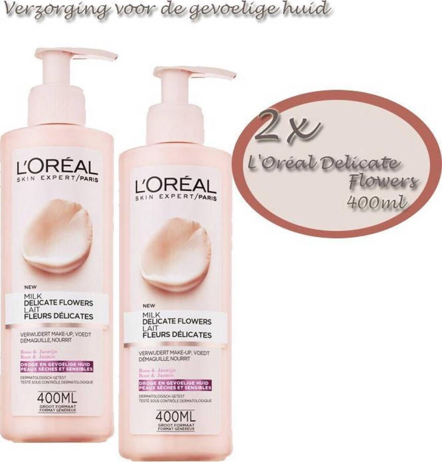 L Oréal Paris 2x L'Oréal Delicate Flowers Reinigingsmelk- 400ml