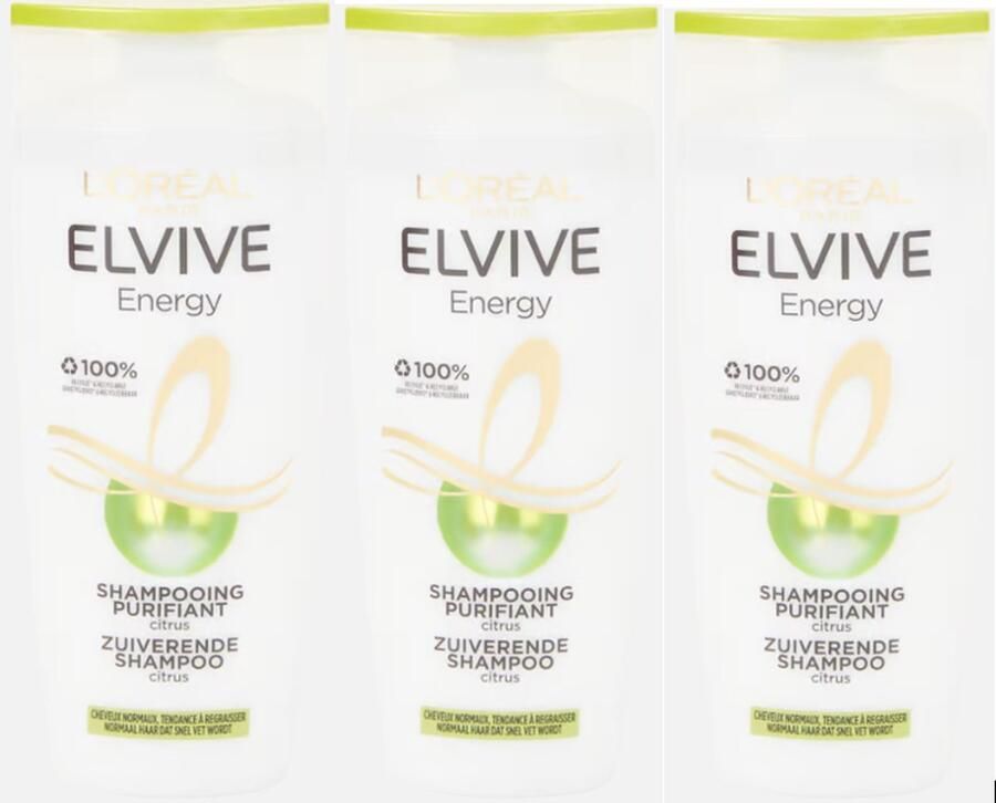 L Oréal Paris 3x L'Oréal Elvive Voordeelpak Shampoo Citrus Energy 3x 250 ML