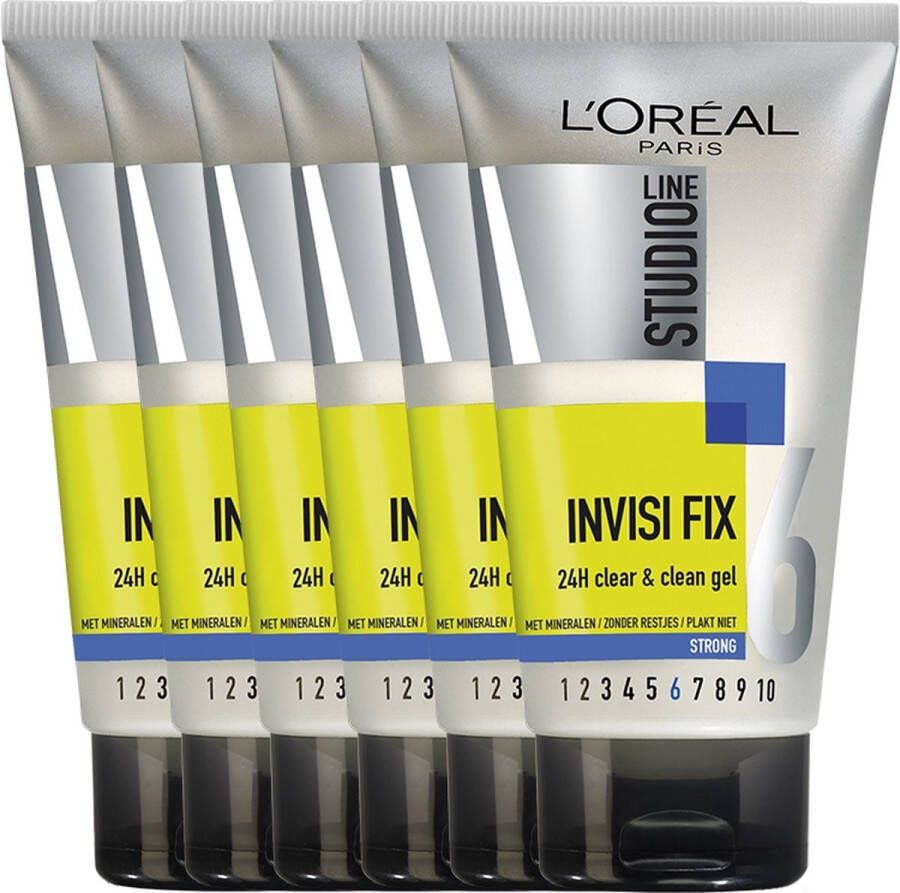 L Oréal Paris Studio Line Invisi Fix 24H Clear & Clean Gel Strong 6 x 150 ml Gel Voordeelverpakking