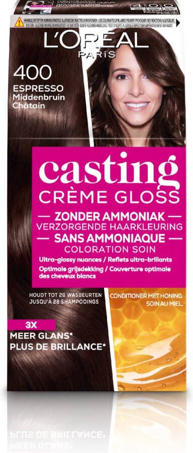 L Oréal Paris Casting Crème Gloss 400 Espresso Middenbruin Semi-permanente haarverf