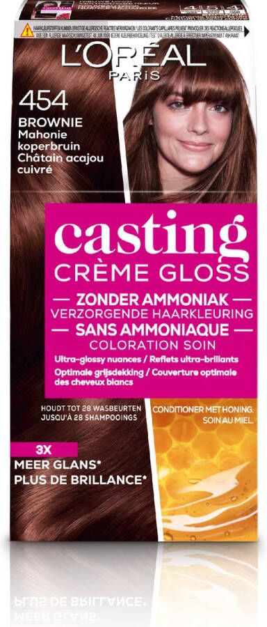 L Oréal Paris Casting Crème Gloss 454 Brownie Mahonie Koperbruin Semi-permanente haarverf