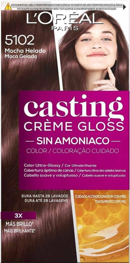 L Oréal Paris Casting Crème Gloss 5102 Cool Mocha Licht Parelmoer Asbruin Haarverf