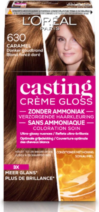 L Oréal Paris Casting Crème Gloss 630 Caramel Donker Goudblond Semi-permanente haarverf
