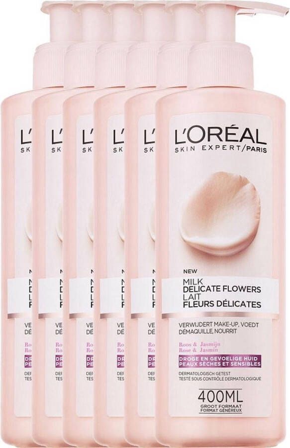L'Oréal Paris Skin Expert Delicate Flowers reinigingsmelk 6 x 400 ml voordeelverpakking