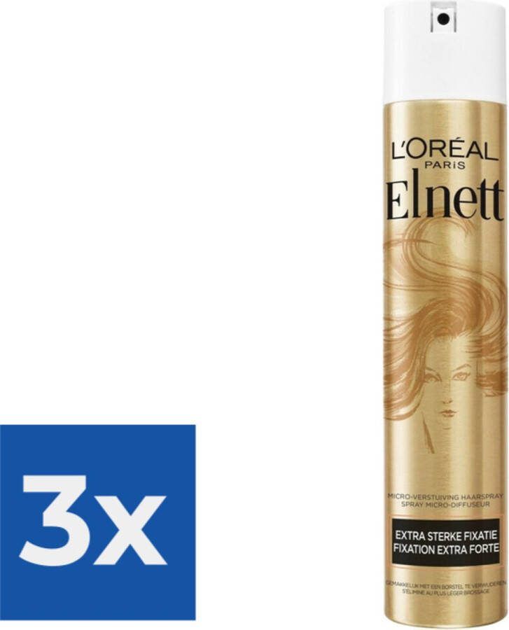 L Oréal Paris Elnett Satin Haarspray Extra Sterke Fixatie 300ml Voordeelverpakking 3 stuks
