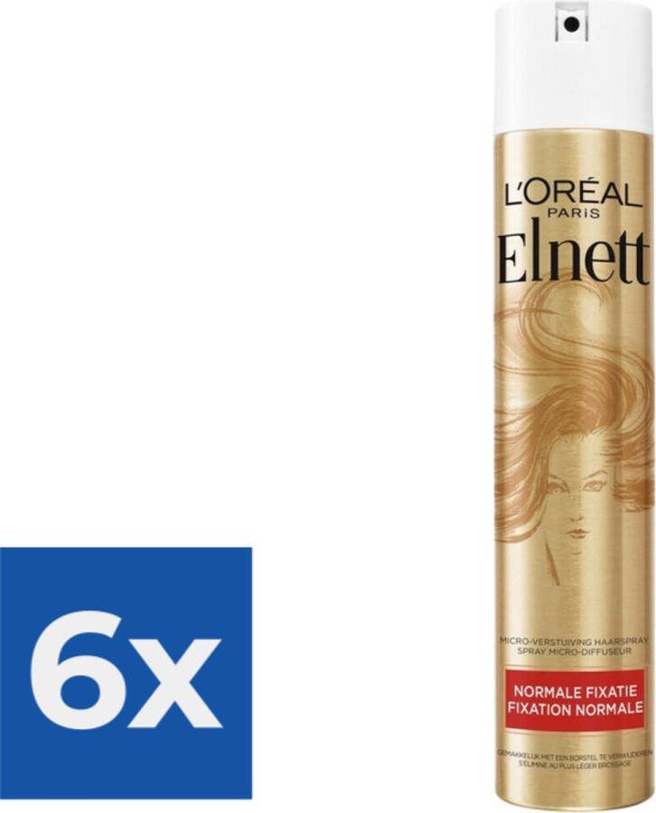L Oréal Paris Elnett Satin Haarspray Normale Fixatie 300ml Voordeelverpakking 6 stuks
