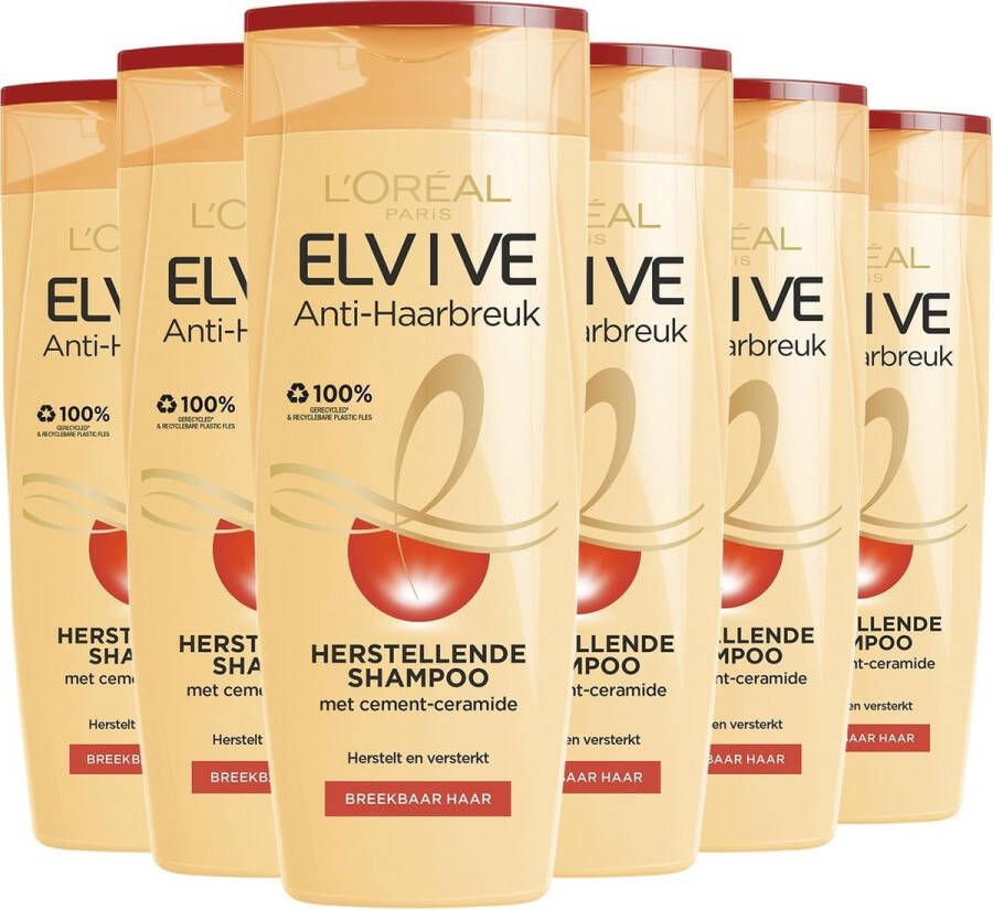 L'Oréal Paris Elvive Anti-Haarbreuk shampoo 6 x 250 ml voordeelverpakking