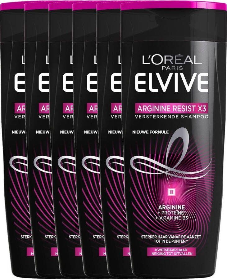 L Oréal Paris Elvive Arginine Resist Shampoo 6 x 250 ml Kwetsbaar Haar Voordeelverpakking