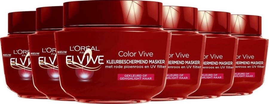 L Oréal Paris Elvive Color Vive Kleurbeschermend Haarmasker Voordeelverpakking Gekleurd Haar 6 x 300ml