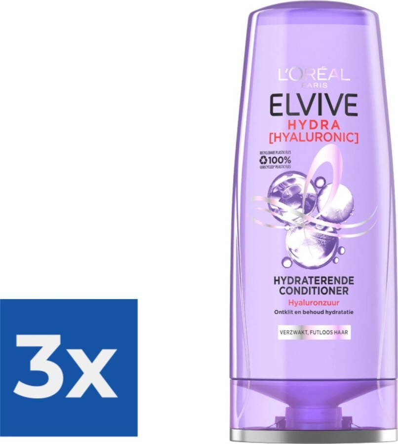 L Oréal Paris Elvive Conditioner Hydra Hyaluronic Hydraterend 200 ml Voordeelverpakking 3 stuks