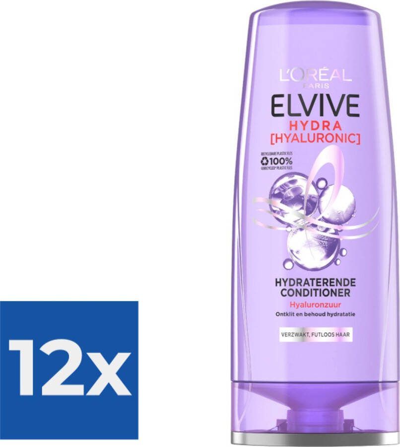 L Oréal Paris Elvive Conditioner Hydra Hyaluronic Hydraterend 200 ml Voordeelverpakking 12 stuks
